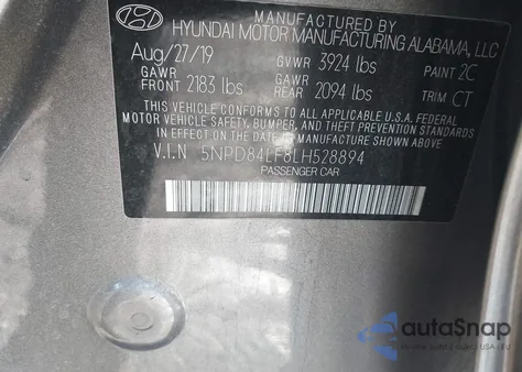 2020 Hyundai Elantra Sel из США, поврежденный, VIN 5NPD84LF8LH528894